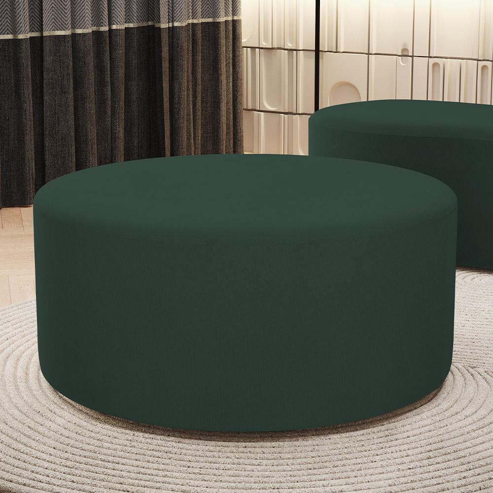 Puff Redondo Orgânico para Living 90cm Lola W01 Suede Verde Musgo - Lyam Decor