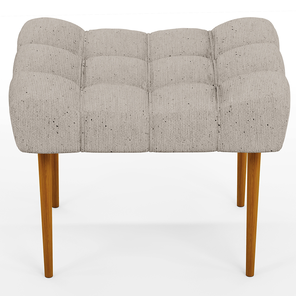 Puff Requinte L02 Capitone Banqueta Linho Bege Pés Palito - Lyam Decor
