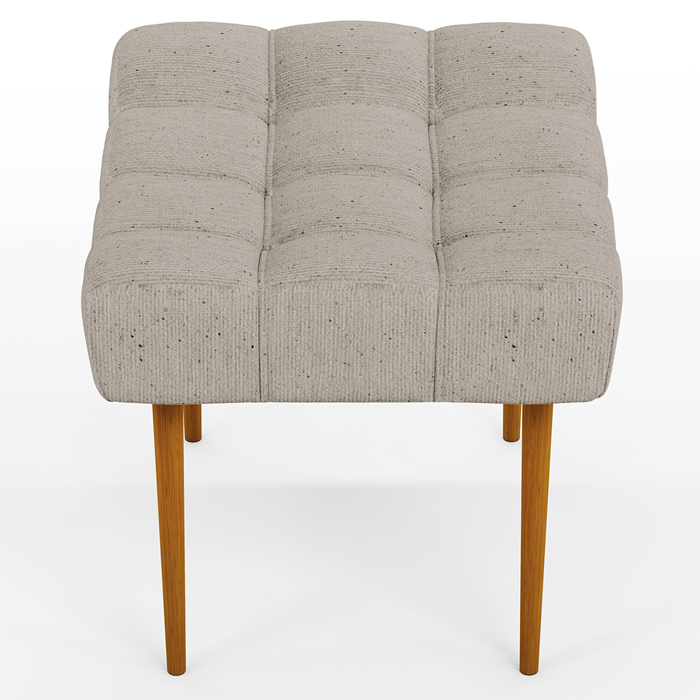 Puff Requinte L02 Capitone Banqueta Linho Bege Pés Palito - Lyam Decor