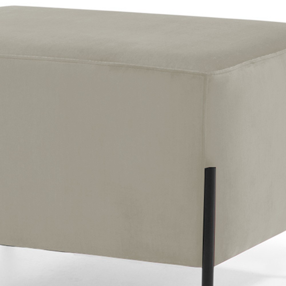 Puff Retangular Decorativo Status 60x45 D02 Pés de Aço Veludo Bege C-309 - Lyam Decor