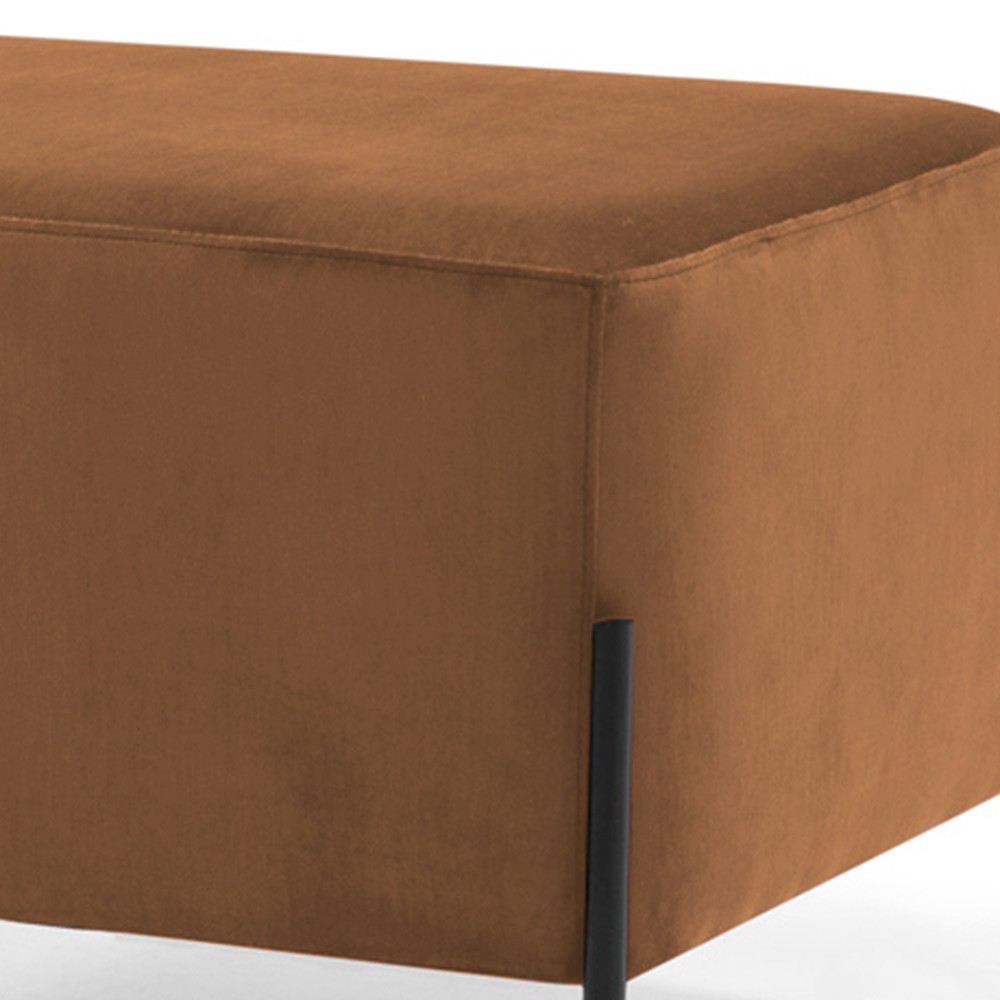 Puff Retangular Decorativo Status 60x45 D02 Pés de Aço Veludo Telha C-262 - Lyam Decor