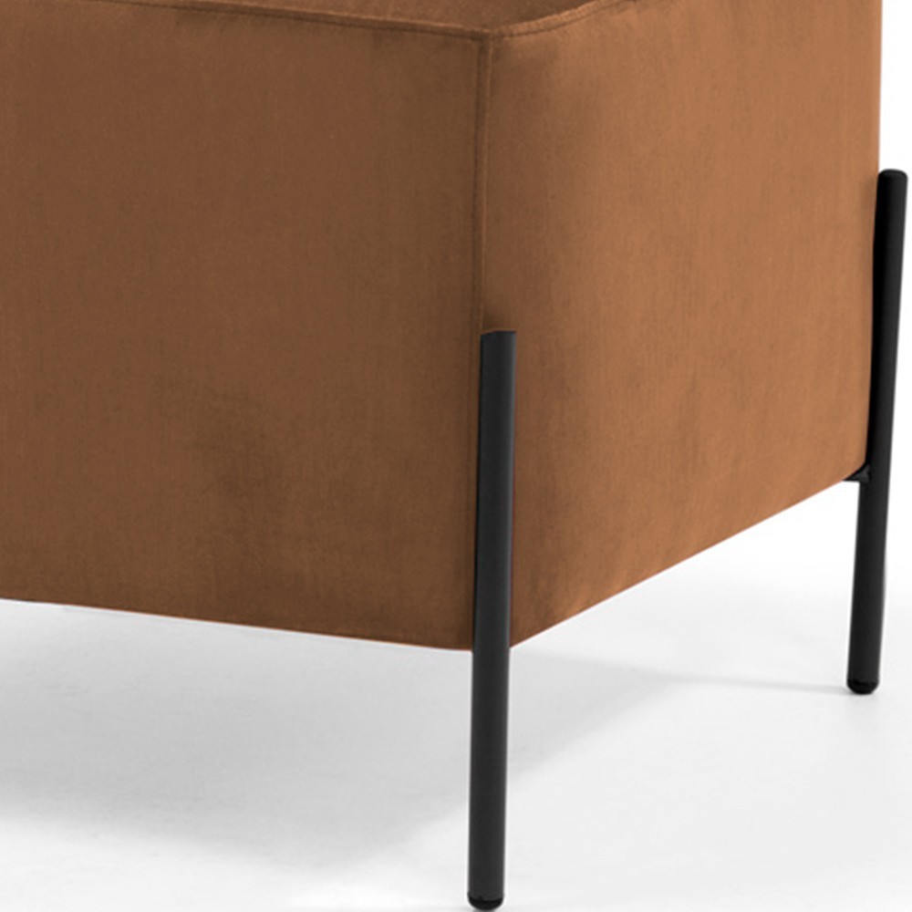 Puff Retangular Decorativo Status 60x45 D02 Pés de Aço Veludo Telha C-262 - Lyam Decor
