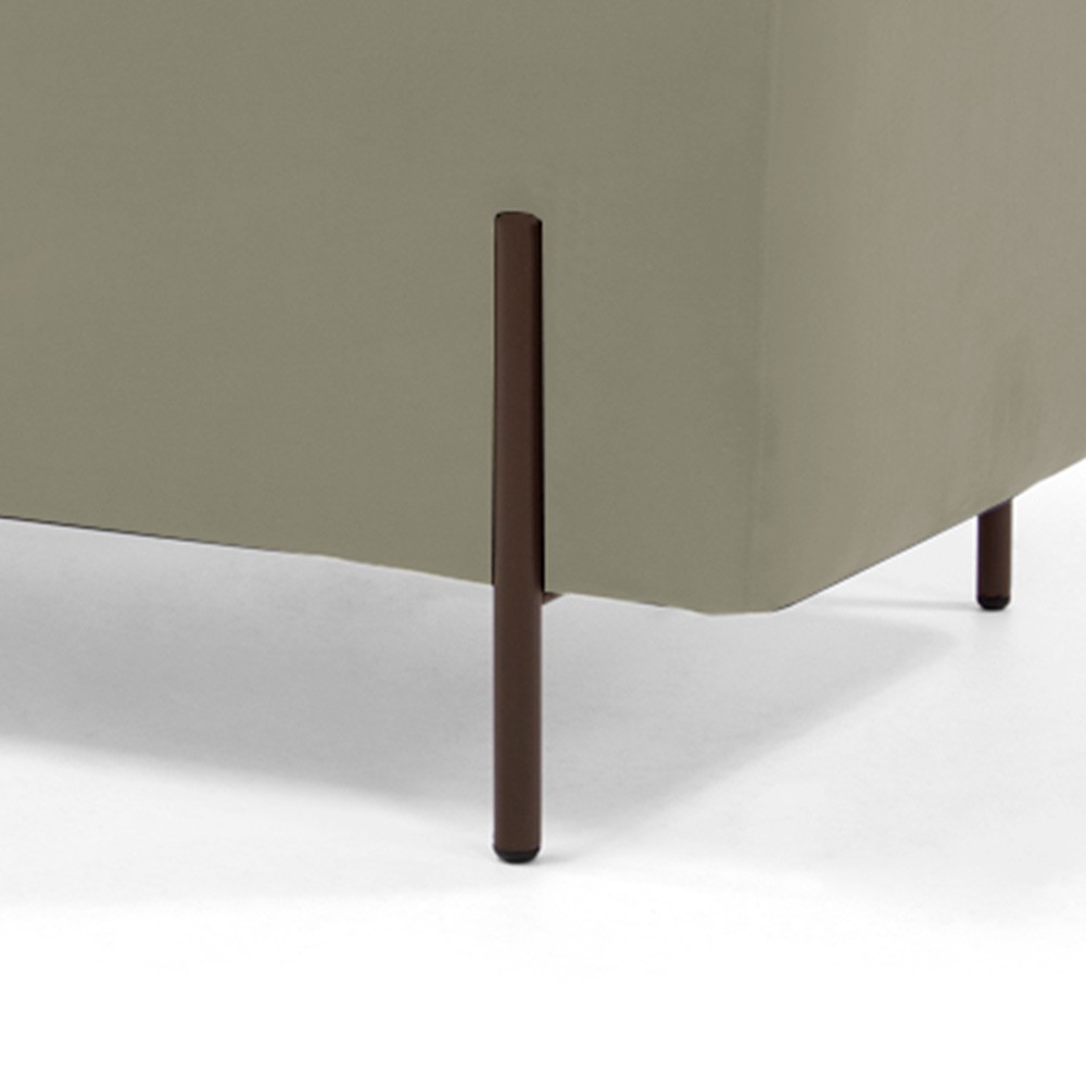 Puff Retangular Decorativo Status 90x45 D02 Pés de Aço Veludo Bege C-309 - Lyam Decor
