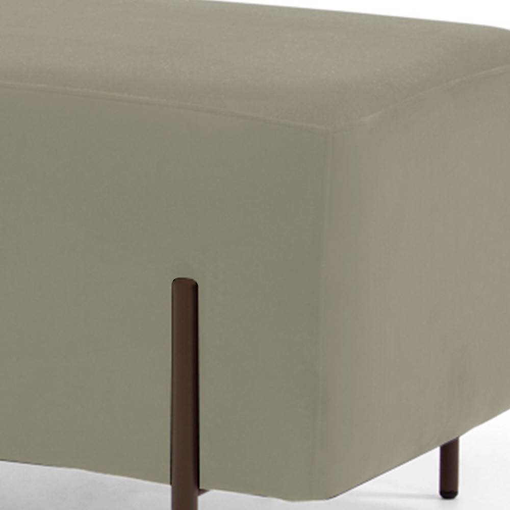 Puff Retangular Decorativo Status 90x45 D02 Pés de Aço Veludo Bege C-309 - Lyam Decor