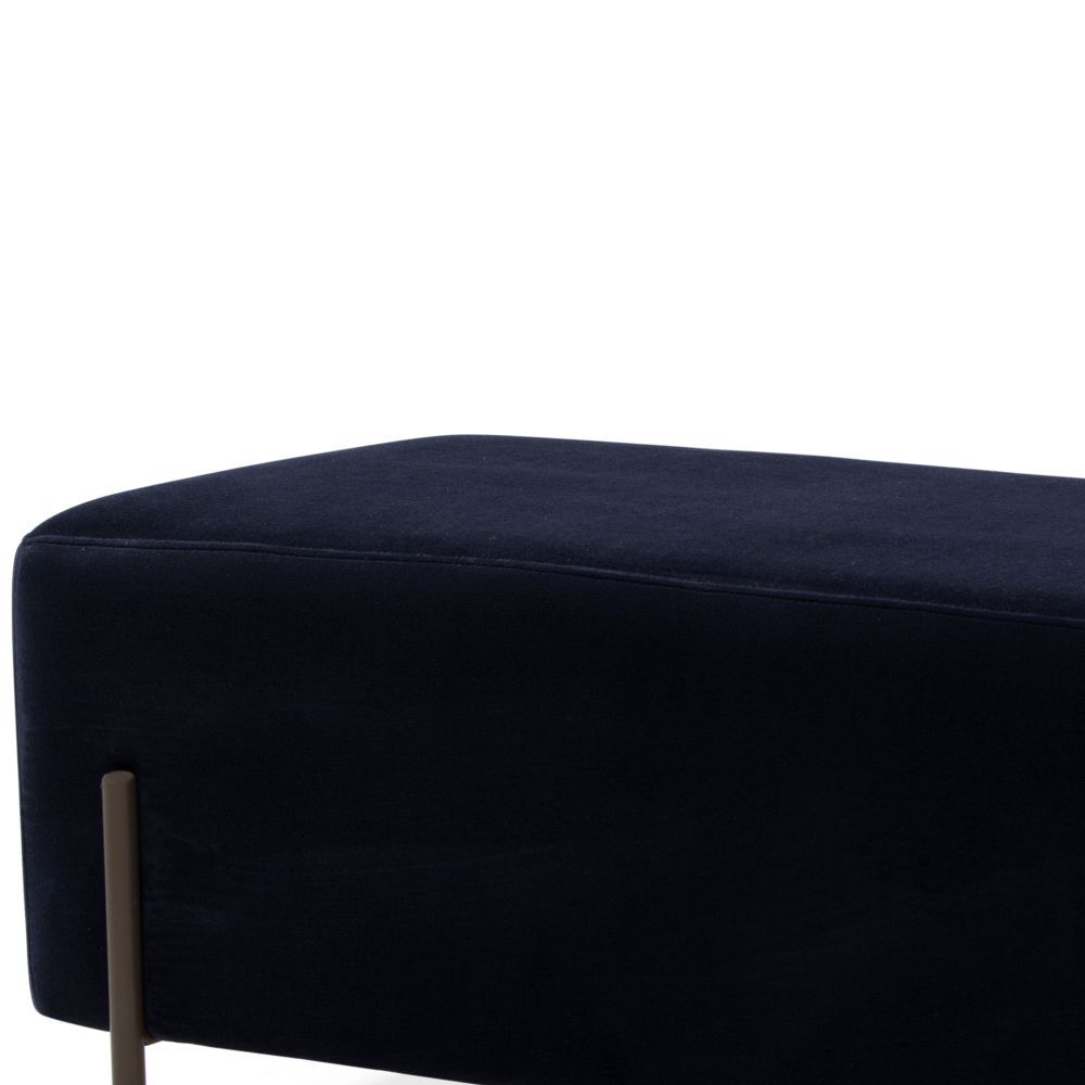 Puff Retangular Decorativo Status D02 Pés de Aço Veludo Azul Marinho C-287 - Lyam Decor