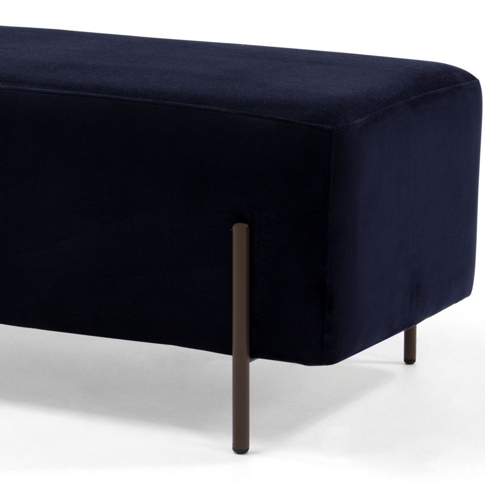 Puff Retangular Decorativo Status D02 Pés de Aço Veludo Azul Marinho C-287 - Lyam Decor
