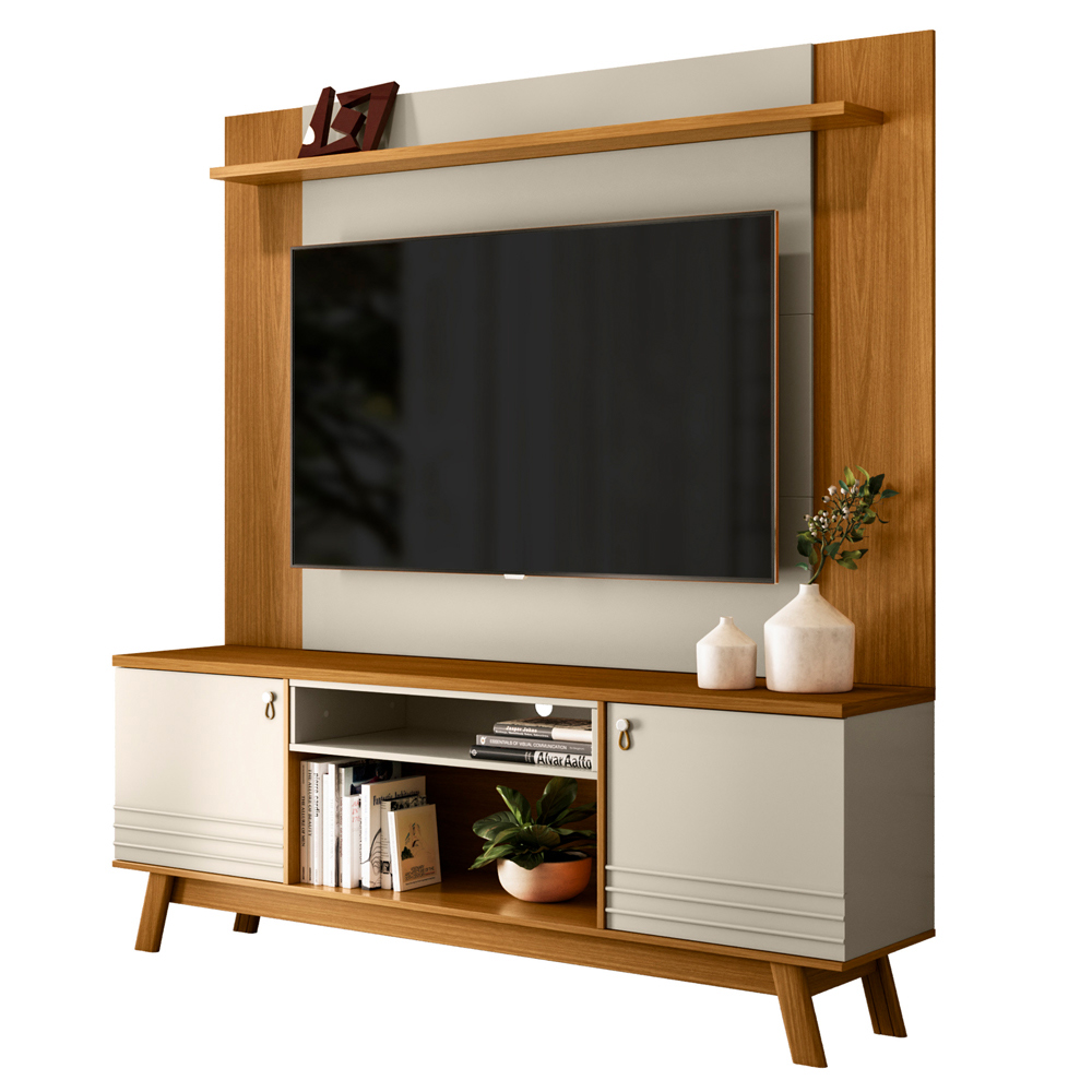 Rack Para Sala Com Painel Para TV 55 Pol Eller L05 Nature Off White - Lyam Decor