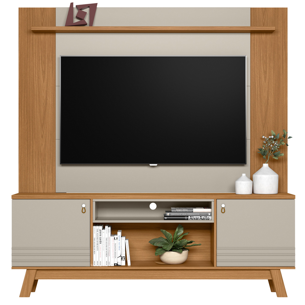 Rack Para Sala Com Painel Para TV 55 Pol Eller L05 Nature Off White - Lyam Decor