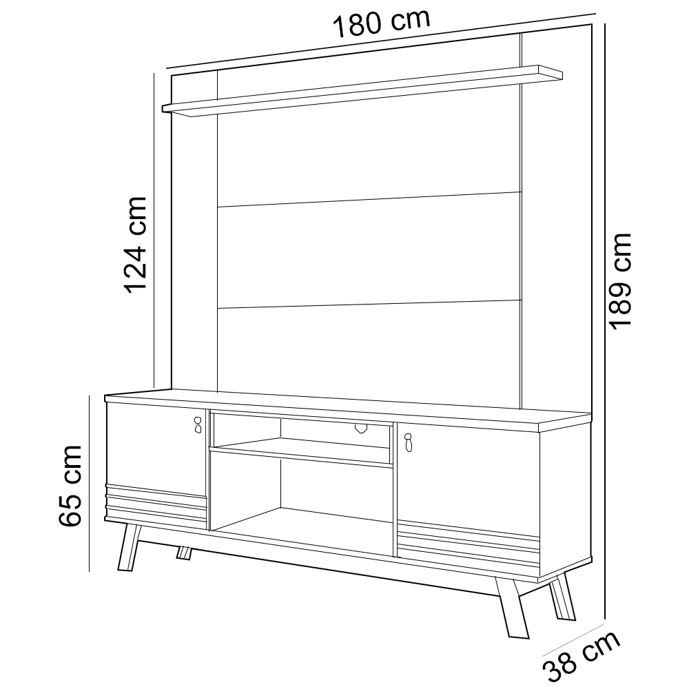 Rack Para Sala Com Painel Para TV 55 Pol Eller L05 Nature Off White - Lyam Decor