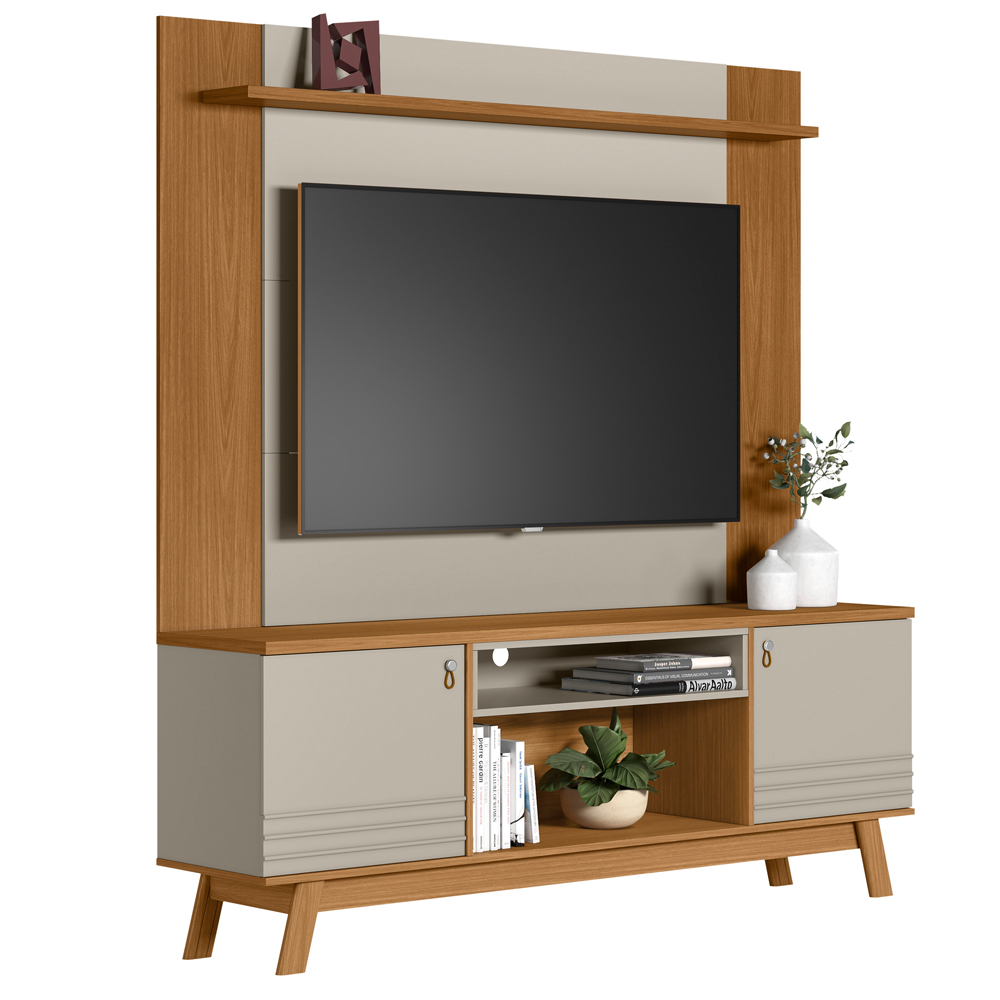 Rack Para Sala Com Painel Para TV 55 Pol Eller L05 Nature Off White - Lyam Decor