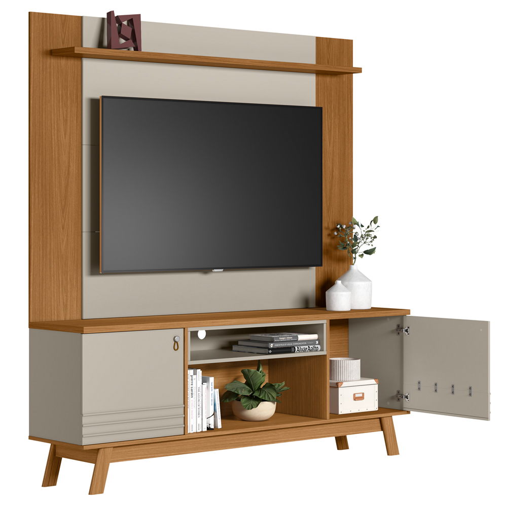 Rack Para Sala Com Painel Para TV 55 Pol Eller L05 Nature Off White - Lyam Decor