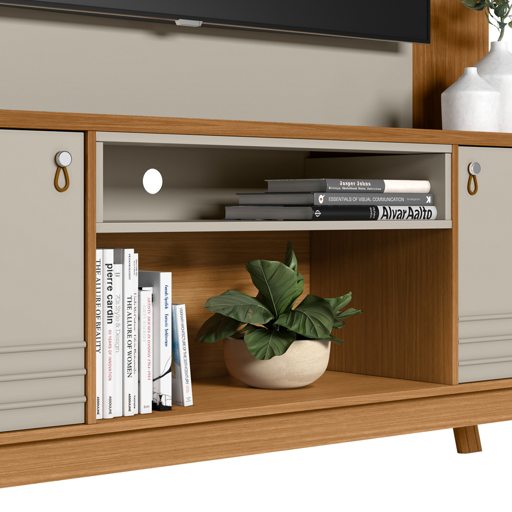 Rack Para Sala Com Painel Para TV 55 Pol Eller L05 Nature Off White - Lyam Decor