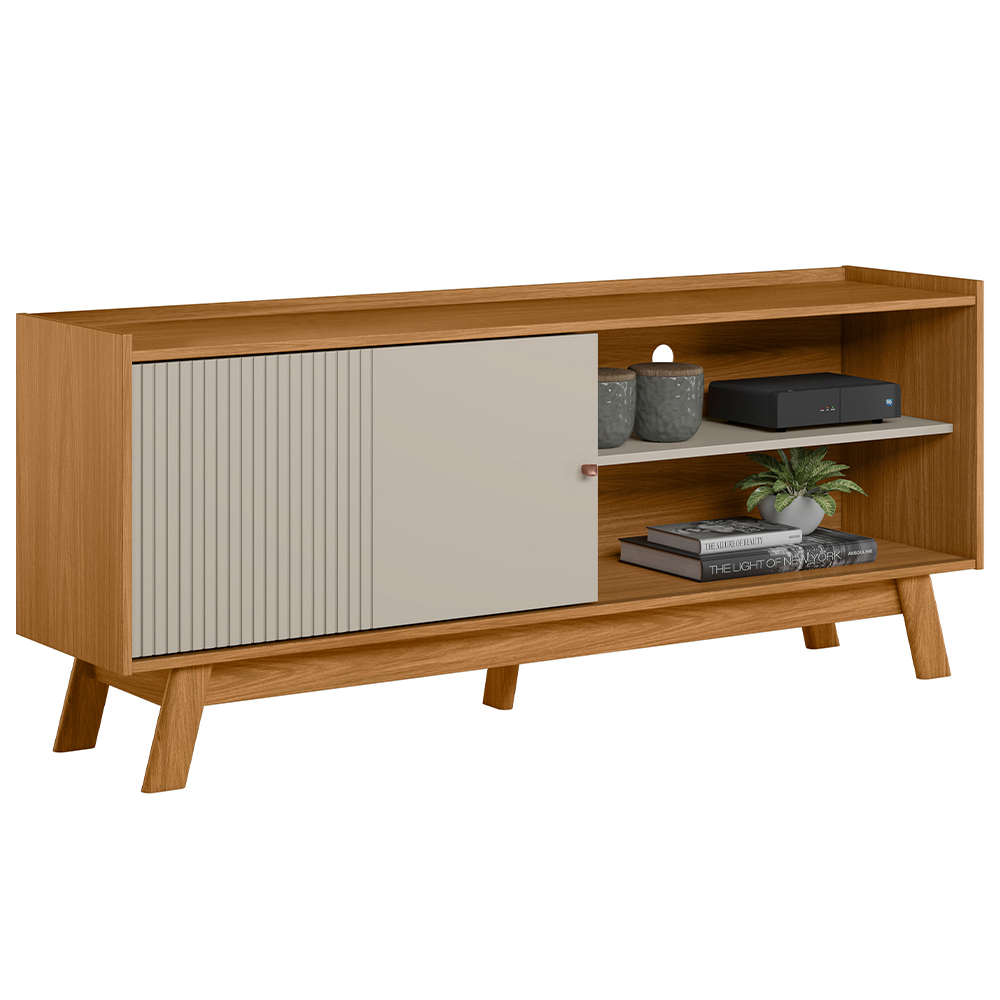 Rack Para Sala Com Painel Para TV 65 Pol Suna L05 Nature Off White - Lyam Decor