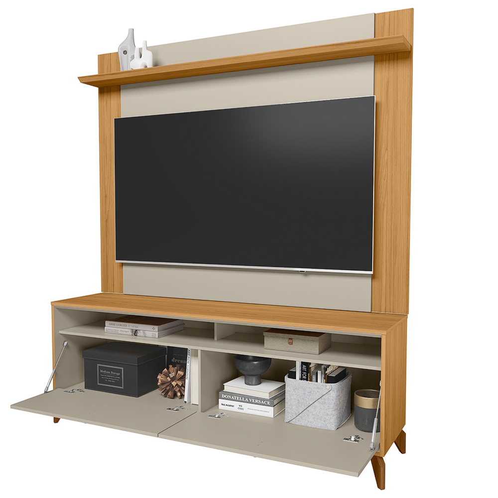 Rack Para Sala Com Painel Para TV 70 Pol 160cm Naomi L05 Tauari Off White Fosco - Lyam Decor