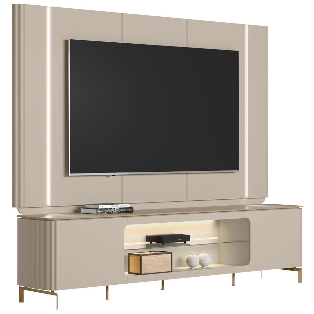 Rack Para Sala Com Painel Para TV 70 Pol Elysia L05 Off White Fosco - Lyam Decor