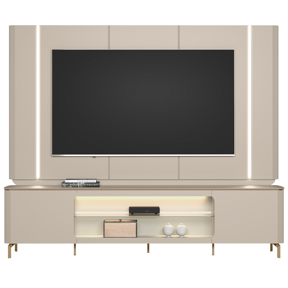 Rack Para Sala Com Painel Para TV 70 Pol Elysia L05 Off White Fosco - Lyam Decor