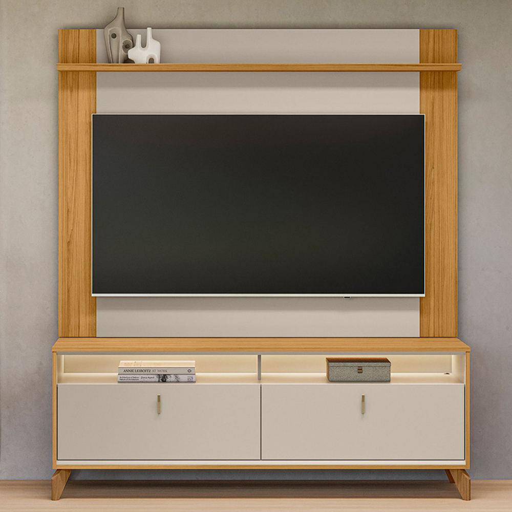 Rack Para Sala Com Painel Para TV 70 Pol LED 160cm Naomi L05 Tauari Off White Fosco - Lyam Decor