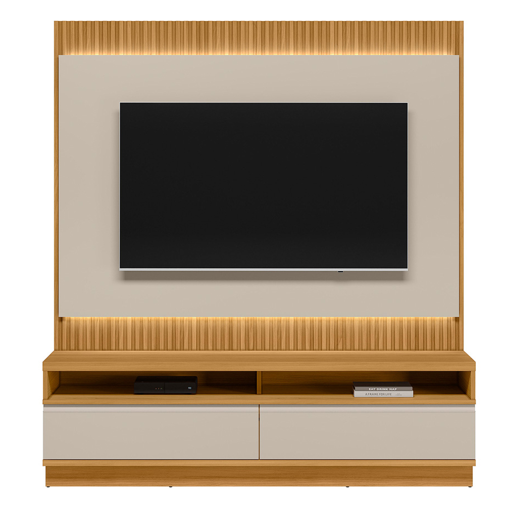 Rack Para Sala Com Painel Para TV 70 Pol LED 180cm Spencer L05 Tauari Off White Fosco - Lyam Decor
