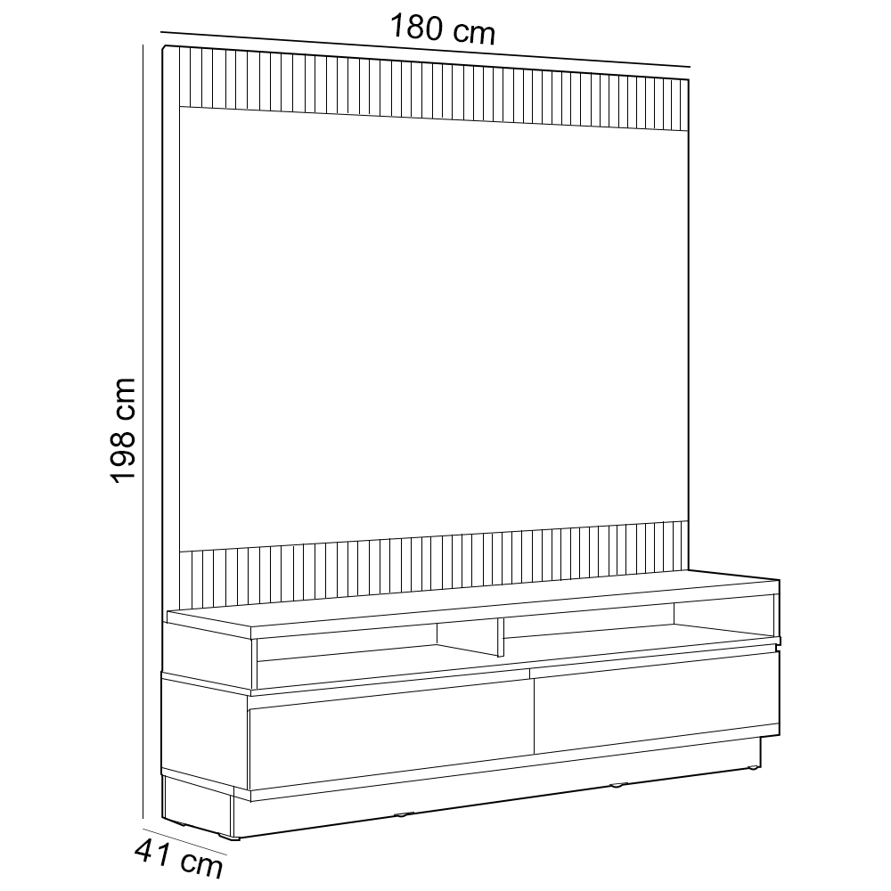 Rack Para Sala Com Painel Para TV 70 Pol LED 180cm Spencer L05 Tauari Off White Fosco - Lyam Decor