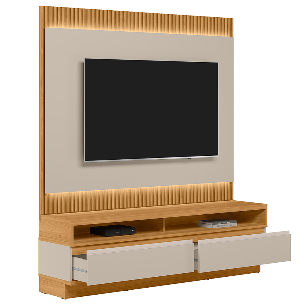 Rack Para Sala Com Painel Para TV 70 Pol LED 180cm Spencer L05 Tauari Off White Fosco - Lyam Decor