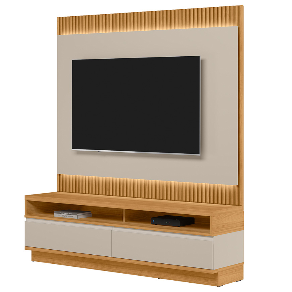 Rack Para Sala Com Painel Para TV 70 Pol LED 180cm Spencer L05 Tauari Off White Fosco - Lyam Decor