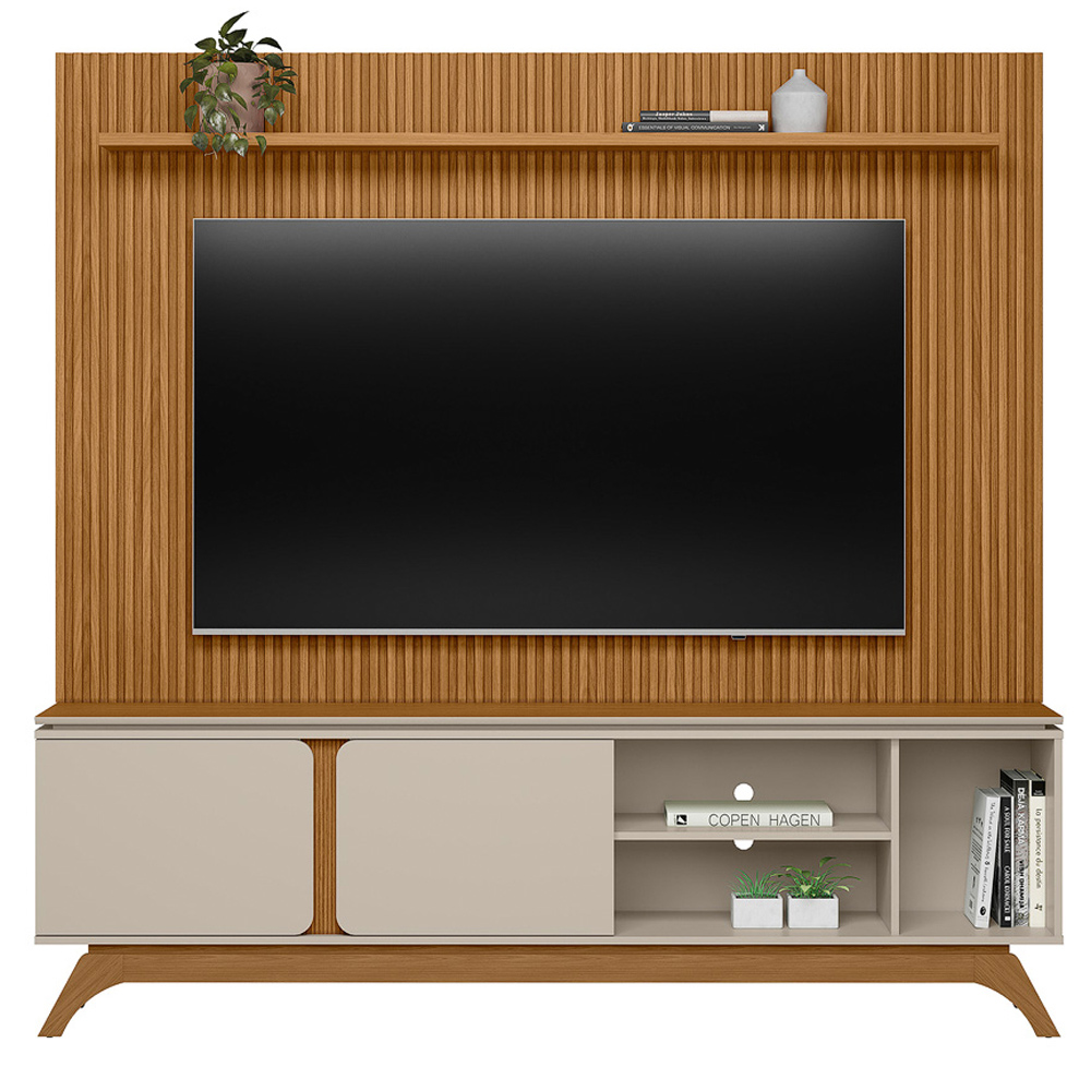 Rack Para Sala Com Painel Para TV 70 Pol Turkey L05 Nature Off White - Lyam Decor