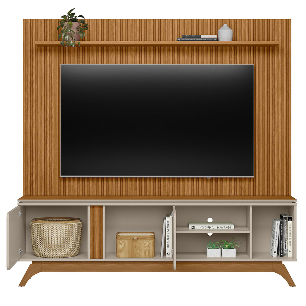 Rack Para Sala Com Painel Para TV 70 Pol Turkey L05 Nature Off White - Lyam Decor