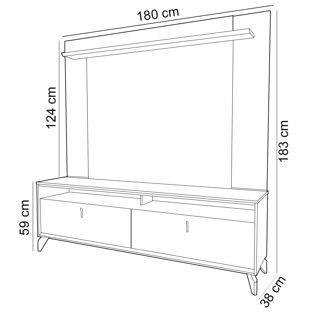 Rack Para Sala Com Painel Para TV 75 Pol 182cm Naomi L05 Tauari Off White Fosco - Lyam Decor