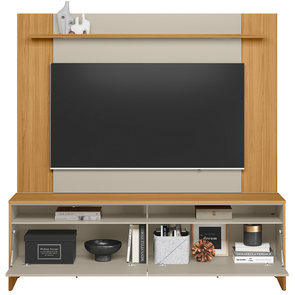 Rack Para Sala Com Painel Para TV 75 Pol 182cm Naomi L05 Tauari Off White Fosco - Lyam Decor