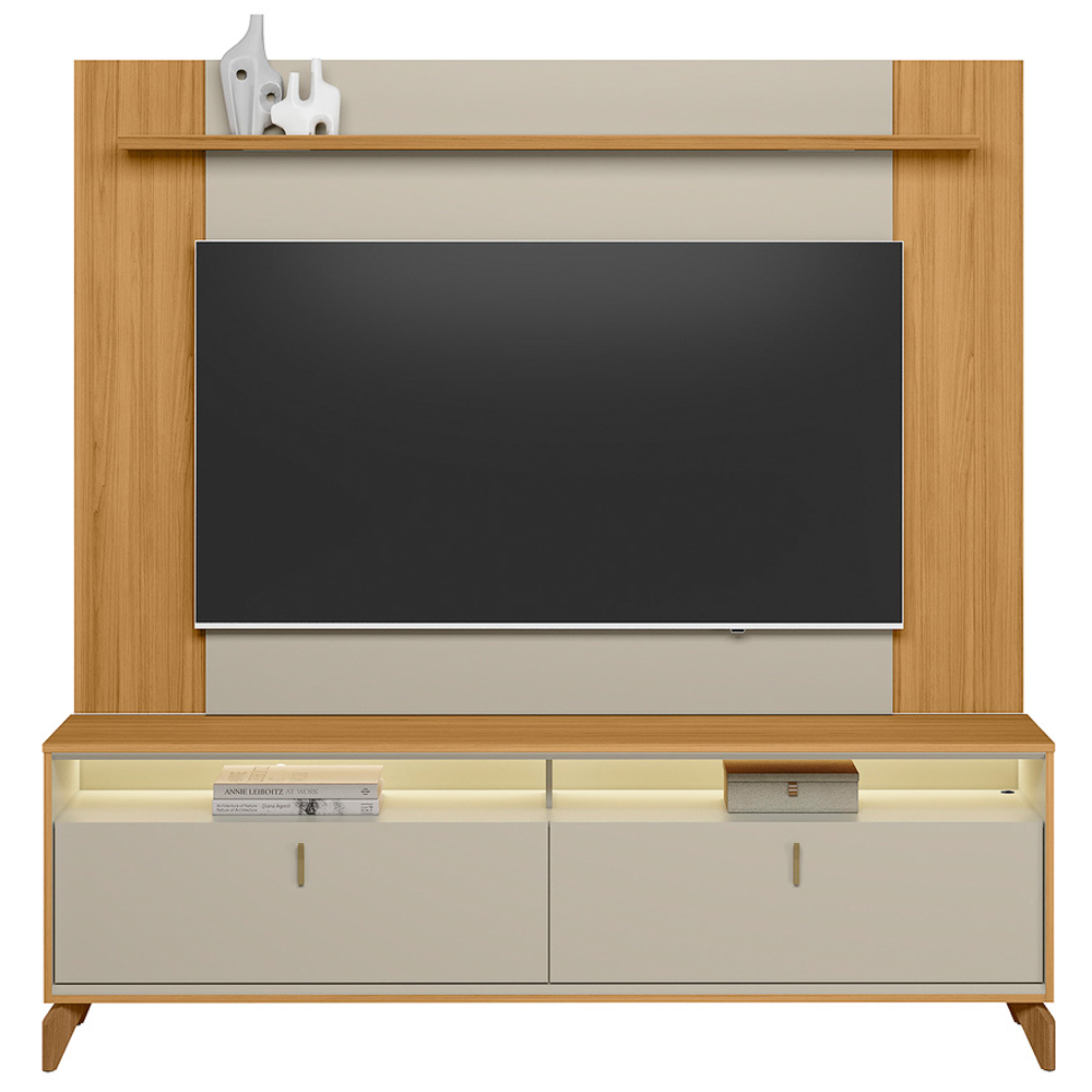Rack Para Sala Com Painel Para TV 75 Pol LED 182cm Naomi L05 Tauari Off White Fosco - Lyam Decor