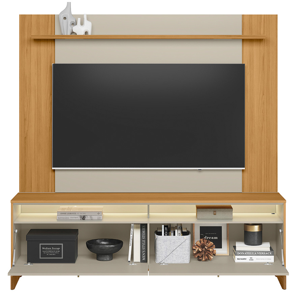Rack Para Sala Com Painel Para TV 75 Pol LED 182cm Naomi L05 Tauari Off White Fosco - Lyam Decor
