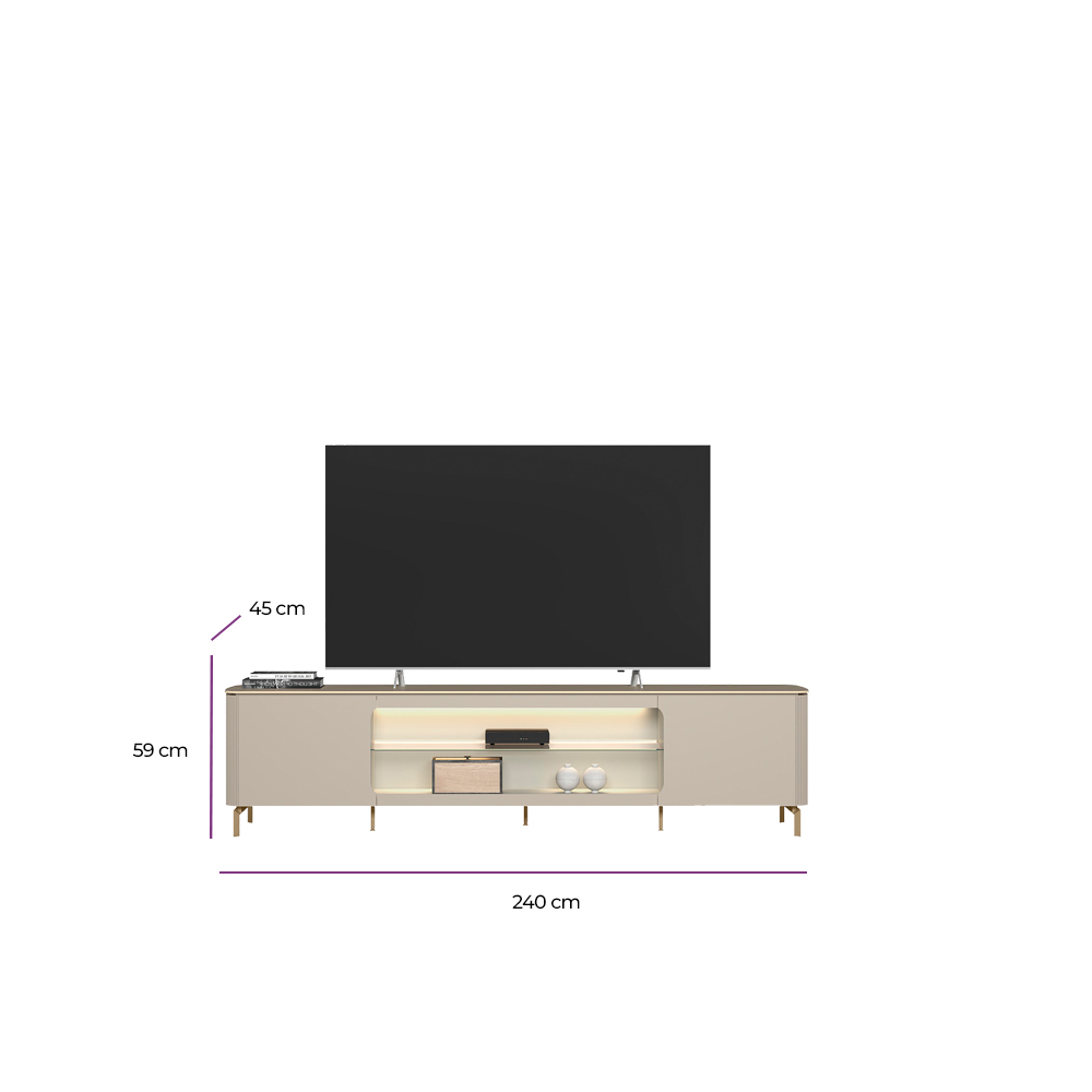 Rack Para Sala LED Com Painel Para TV 70 Pol Elysia L05 Off White Fosco - Lyam Decor