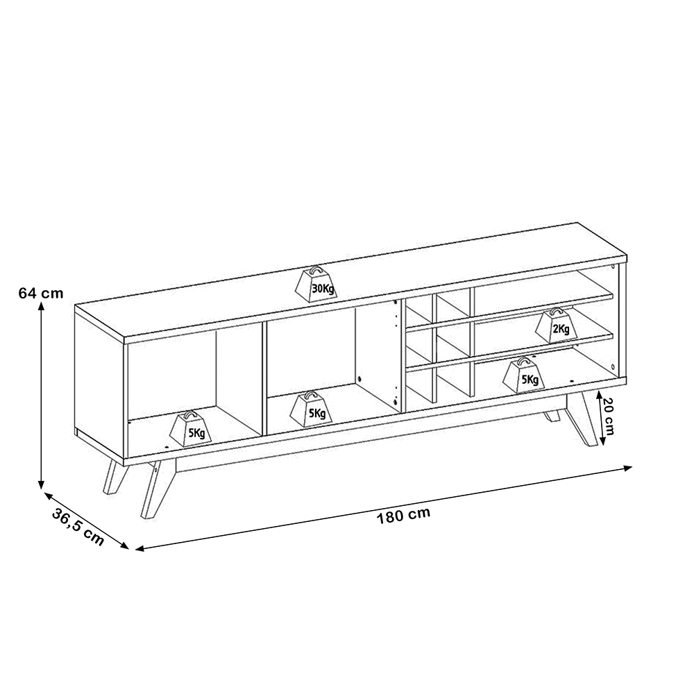 Rack Para Sala Makai com Painel Para TV 70 Pol Lara C04 Freijó Off White Matte - Lyam Decor