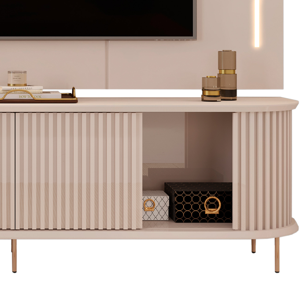 Rack Para Sala Ripado com Painel Para TV 75 Pol Atlantis D05 Off White - Lyam Decor