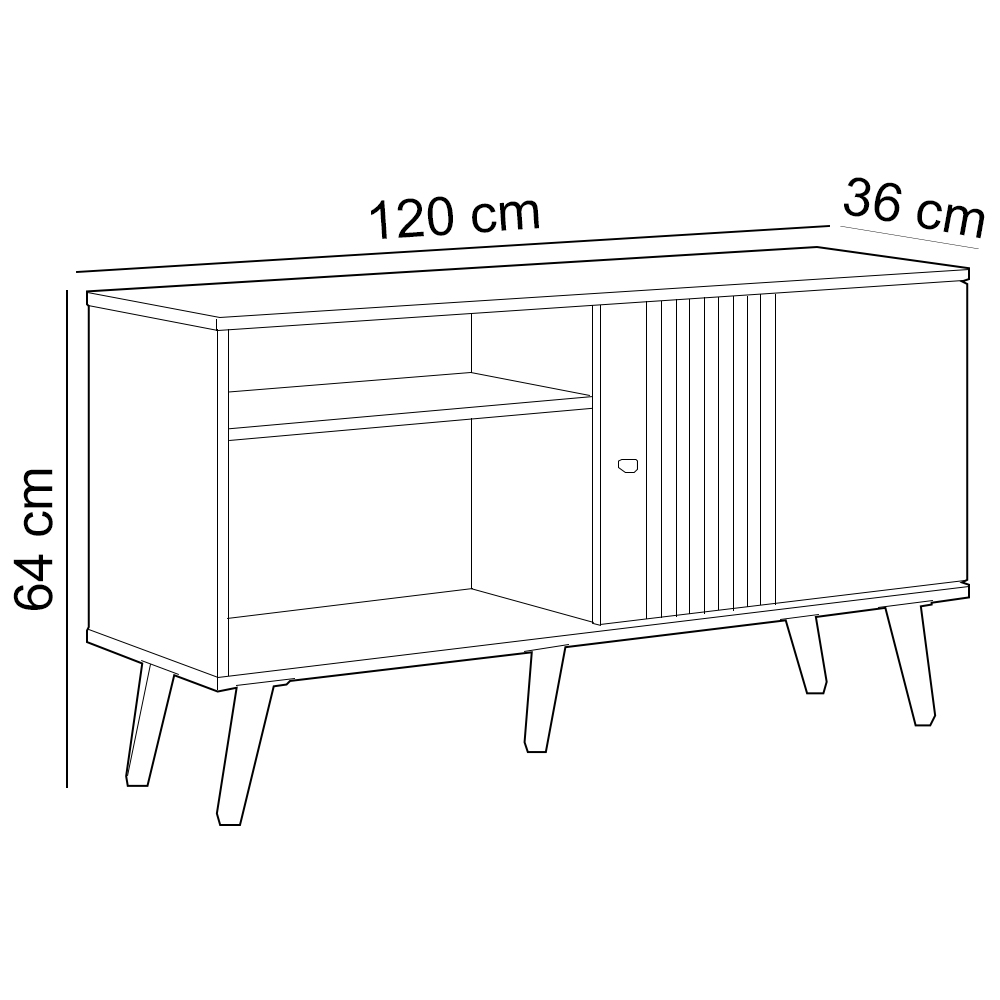 Rack Para Sala de Estar TV 50 Pol 120cm Pés Palito Odem L05 Nature Off White - Lyam Decor