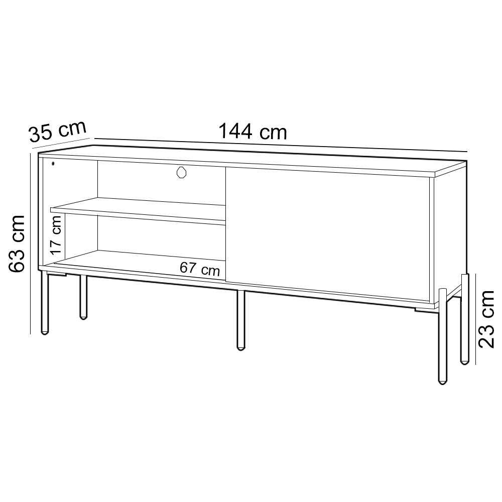 Rack Para Sala de Estar TV 50 Pol 144cm Industrial Nagi D03 Freijó Off White - Lyam Decor