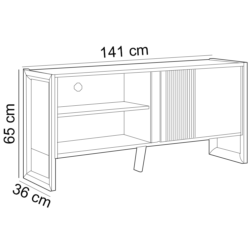 Rack Para Sala de Estar TV 55 Pol 141cm Golden L05 Nature Off White - Lyam Decor
