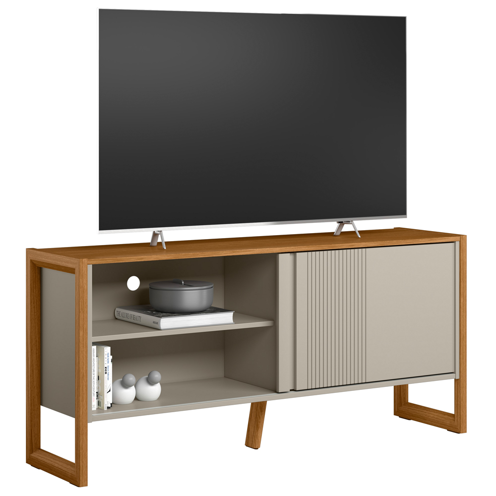 Rack Para Sala de Estar TV 55 Pol 141cm Golden L05 Nature Off White - Lyam Decor
