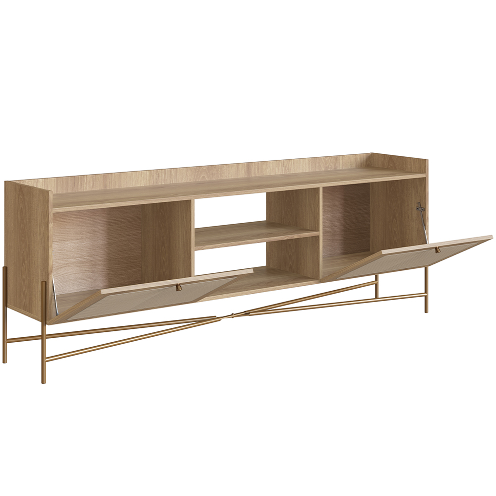 Rack Para Sala de Estar TV 65 Pol 183cm Industrial Indy A03 Hanover Dourado - Lyam Decor