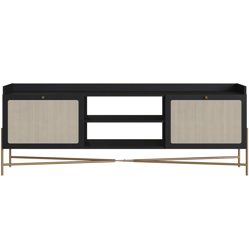 Rack Para Sala de Estar TV 65 Pol 183cm Industrial Indy A03 Nero Dourado - Lyam Decor