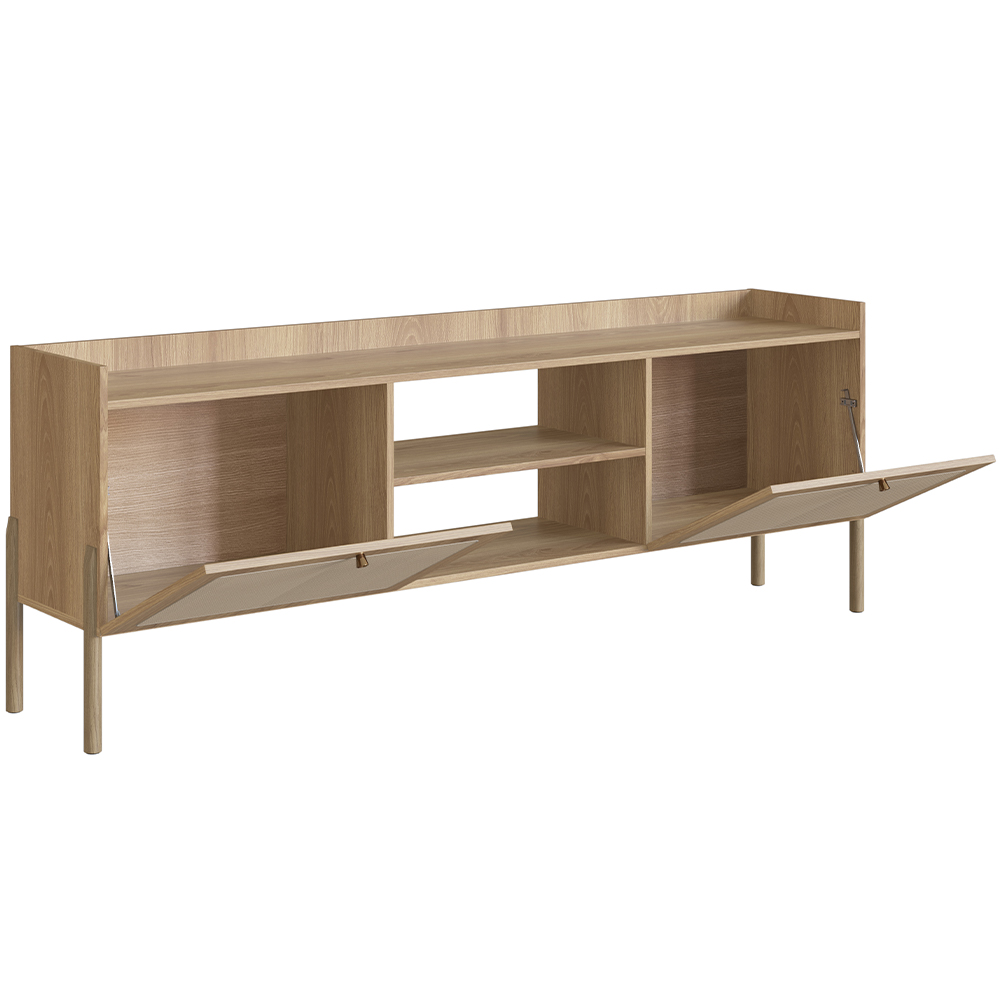 Rack Para Sala de Estar TV 65 Pol 183cm Pés Madeira Moss A03 Hanover Roble - Lyam Decor