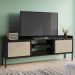 Rack Para Sala de Estar TV 65 Pol 183cm Pés Madeira Moss A03 Nero Preto - Lyam Decor