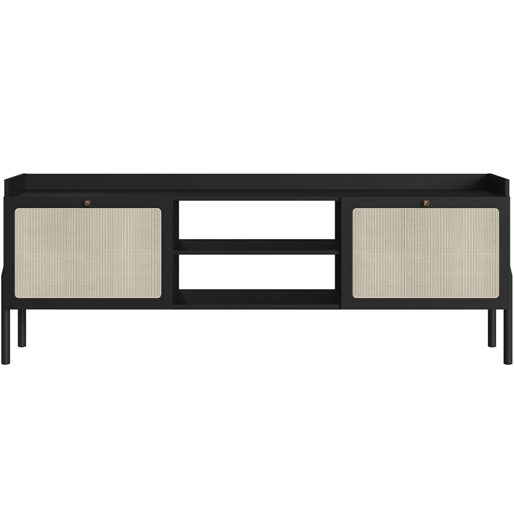 Rack Para Sala de Estar TV 65 Pol 183cm Pés Madeira Moss A03 Nero Preto - Lyam Decor