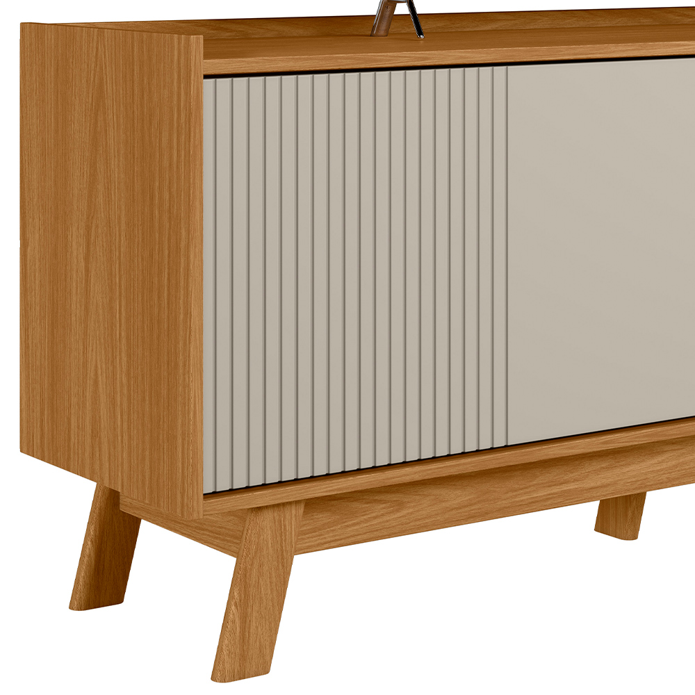 Rack Para Sala de Estar TV 65 Pol Pés Retrô Suna L05 Nature  Off White - Lyam Decor