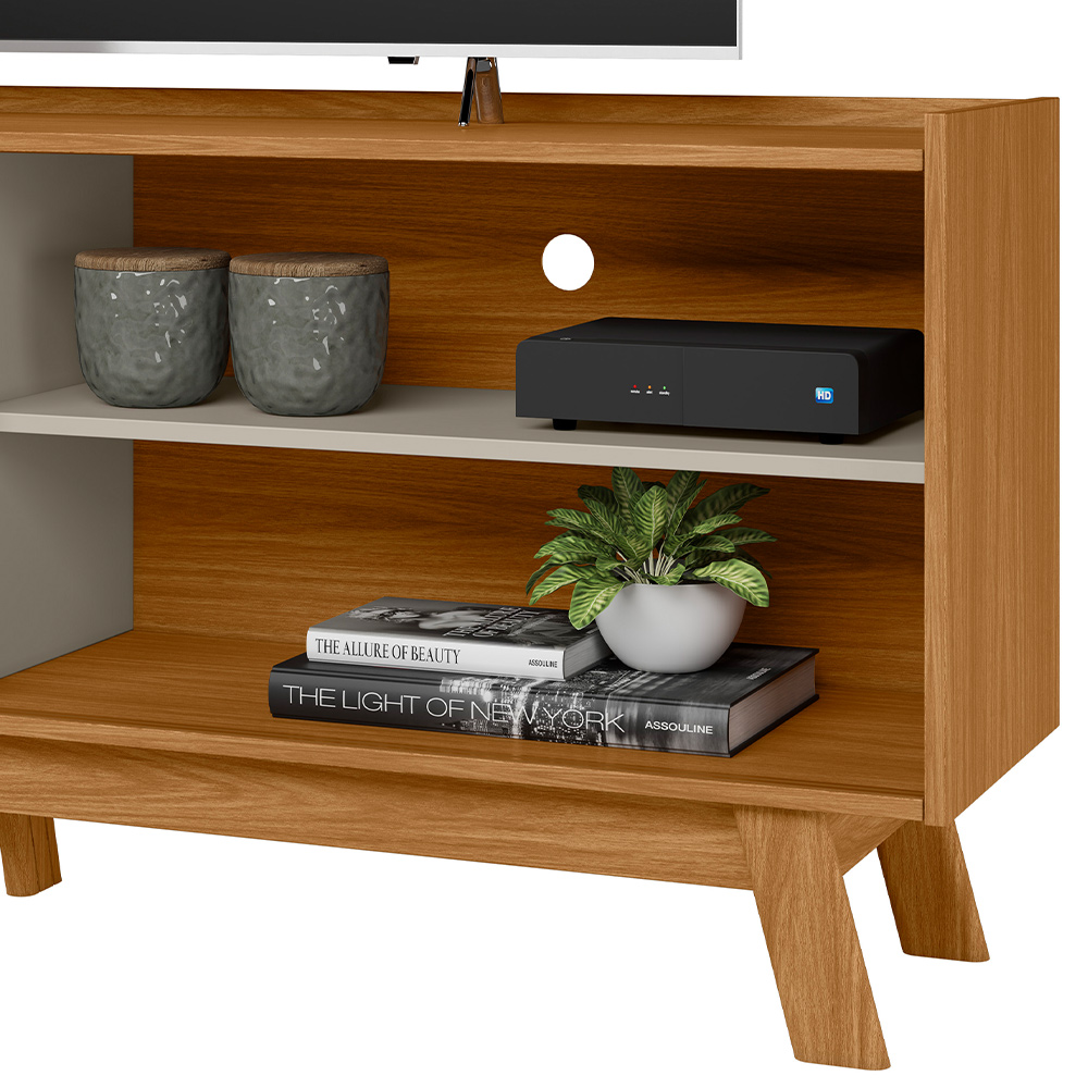 Rack Para Sala de Estar TV 65 Pol Pés Retrô Suna L05 Nature  Off White - Lyam Decor