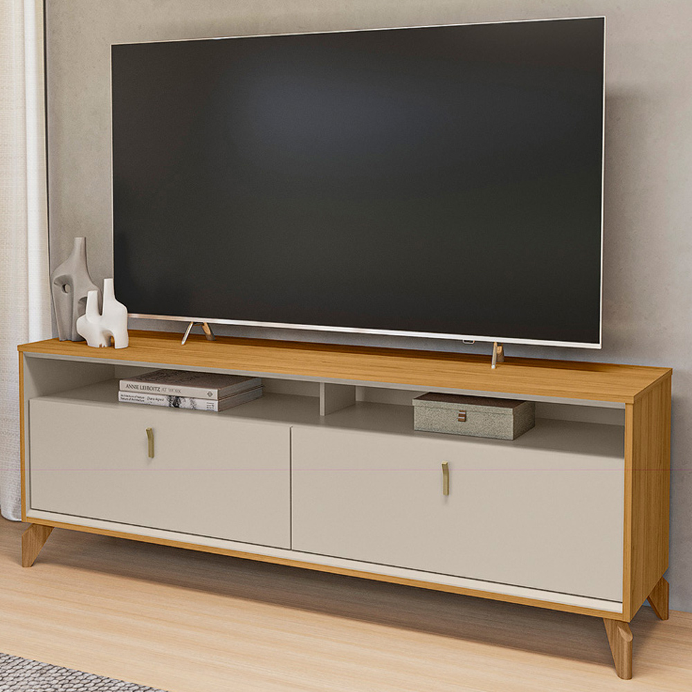 Rack Para Sala de Estar TV 70 Pol 160cm Naomi L05 Tauari Off White Fosco - Lyam Decor