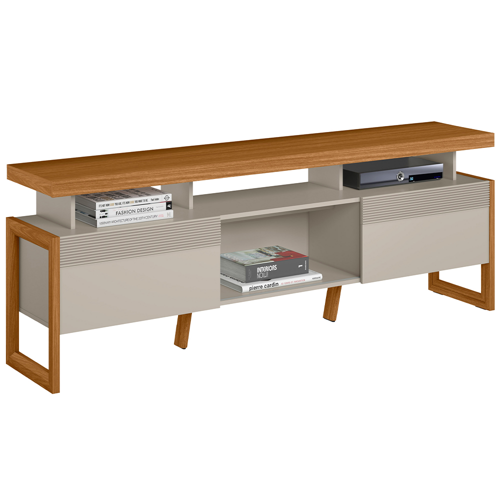 Rack Para Sala de Estar TV 70 Pol 180cm Esmirna L05 Nature  Off White - Lyam Decor