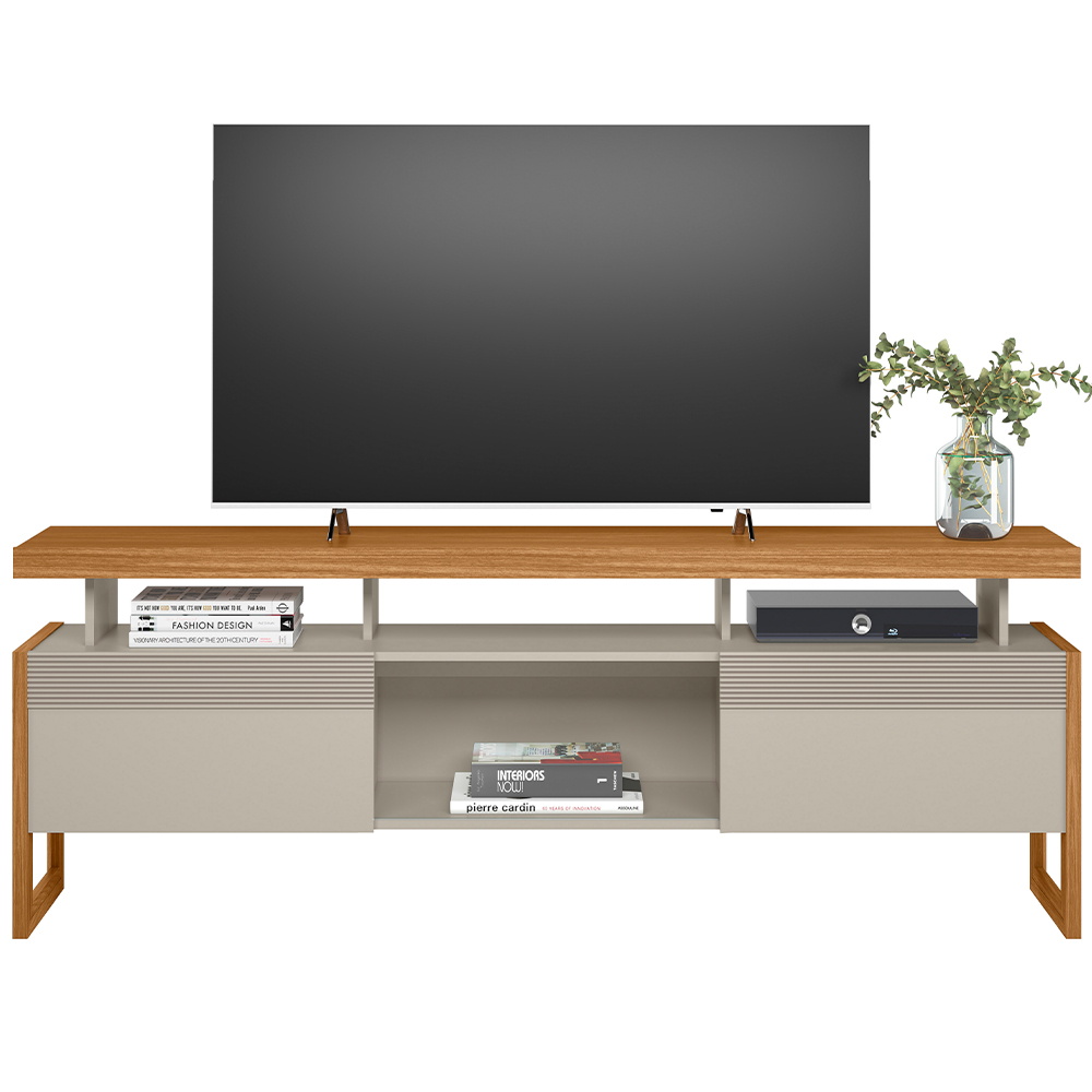 Rack Para Sala de Estar TV 70 Pol 180cm Esmirna L05 Nature  Off White - Lyam Decor