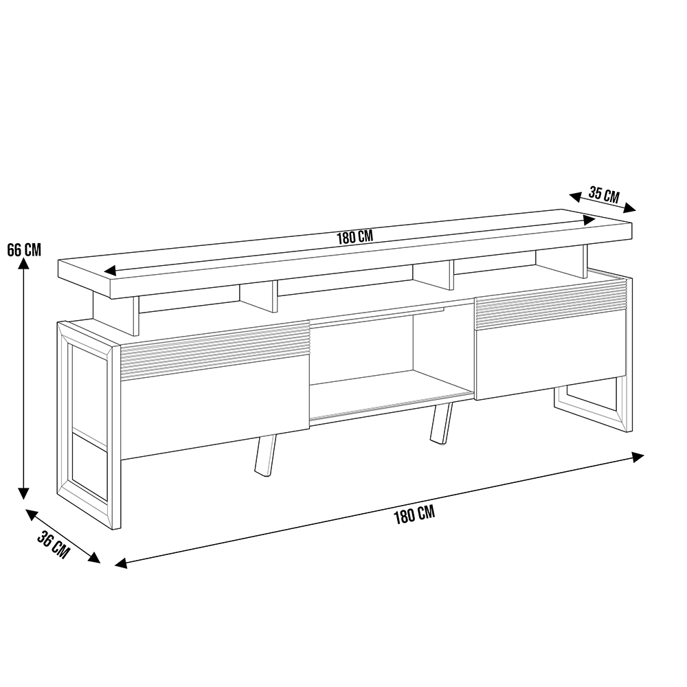 Rack Para Sala de Estar TV 70 Pol 180cm Esmirna L05 Nature  Off White - Lyam Decor