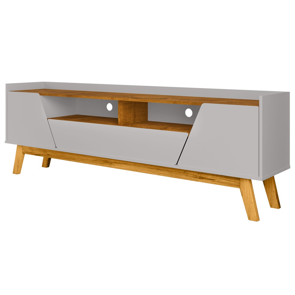 Rack Para Sala de Estar TV 70 Pol 180cm Morello B02 Off White Naturalle - Lyam Decor